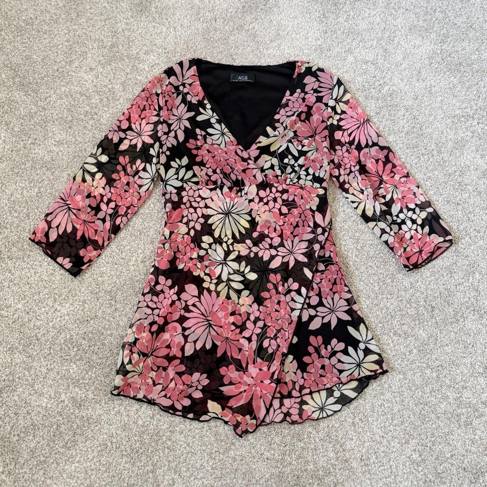 Vintage AGB Whimsical Pink Floral Fairy Blouse • Estimated Size M